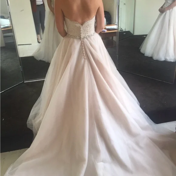 Allure Elegant Lace Strapless Wedding Dress - Picture 2 of 7